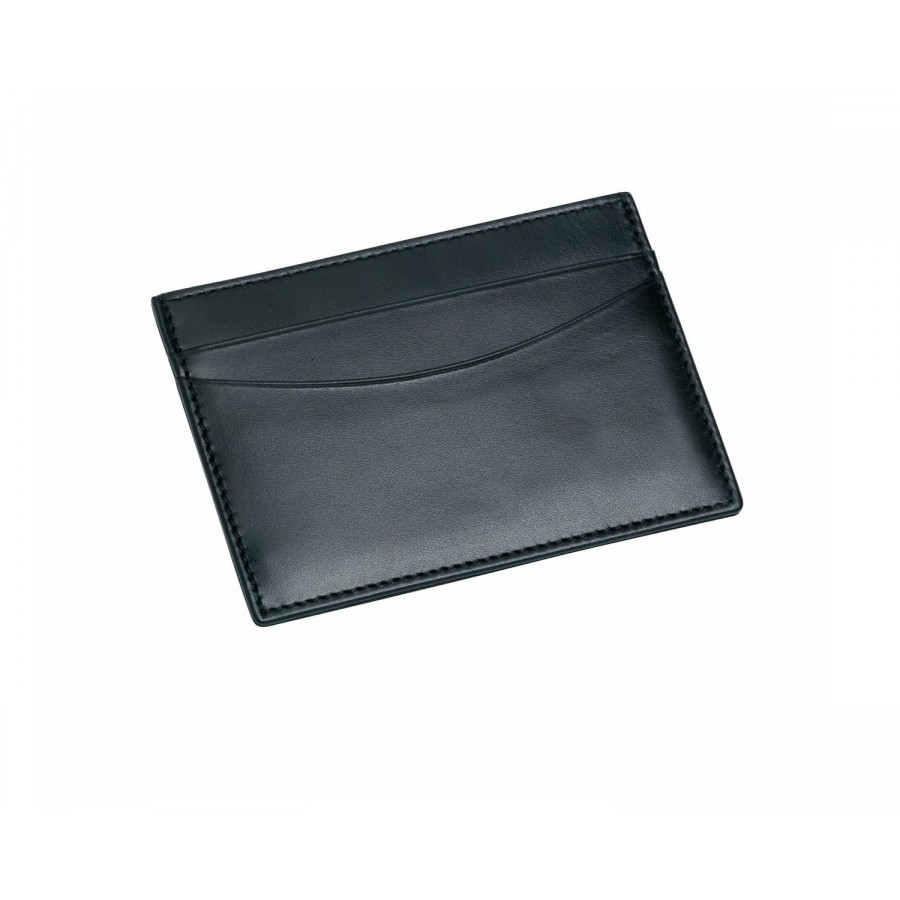 Leather Flat Card Case in Black