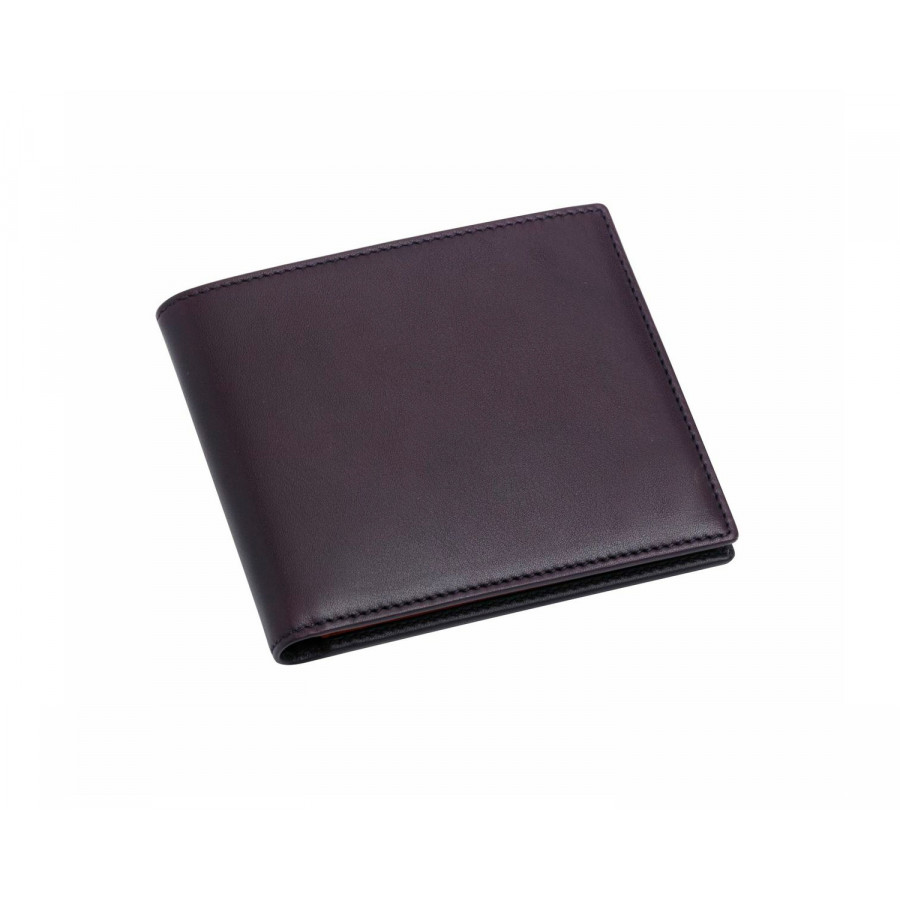Leather Credit Card 8 Wallet in Wine with Orange Lining