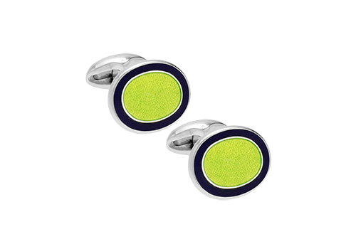 Sterling Silver & Enamel Oval Cufflinks