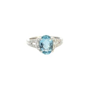 Aquamarine & Diamond Ring