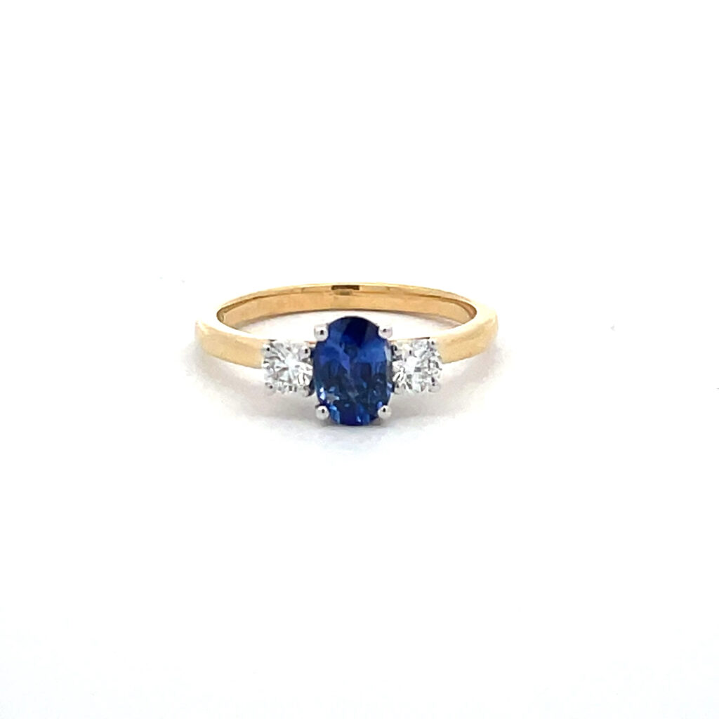 Sapphire & Diamond Three Stone Ring