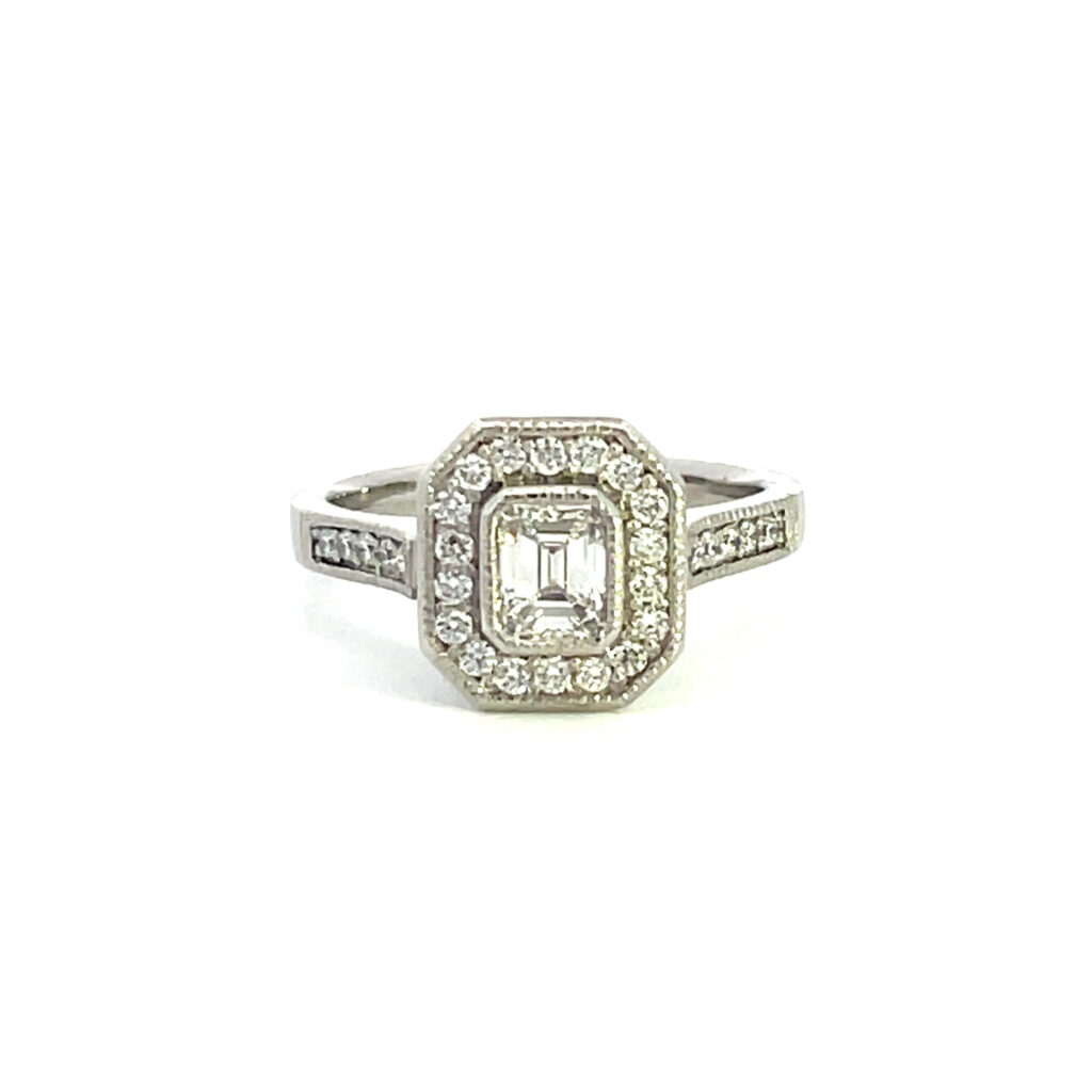Rectangular Diamond Cluster Ring