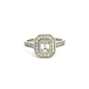 Rectangular Diamond Cluster Ring