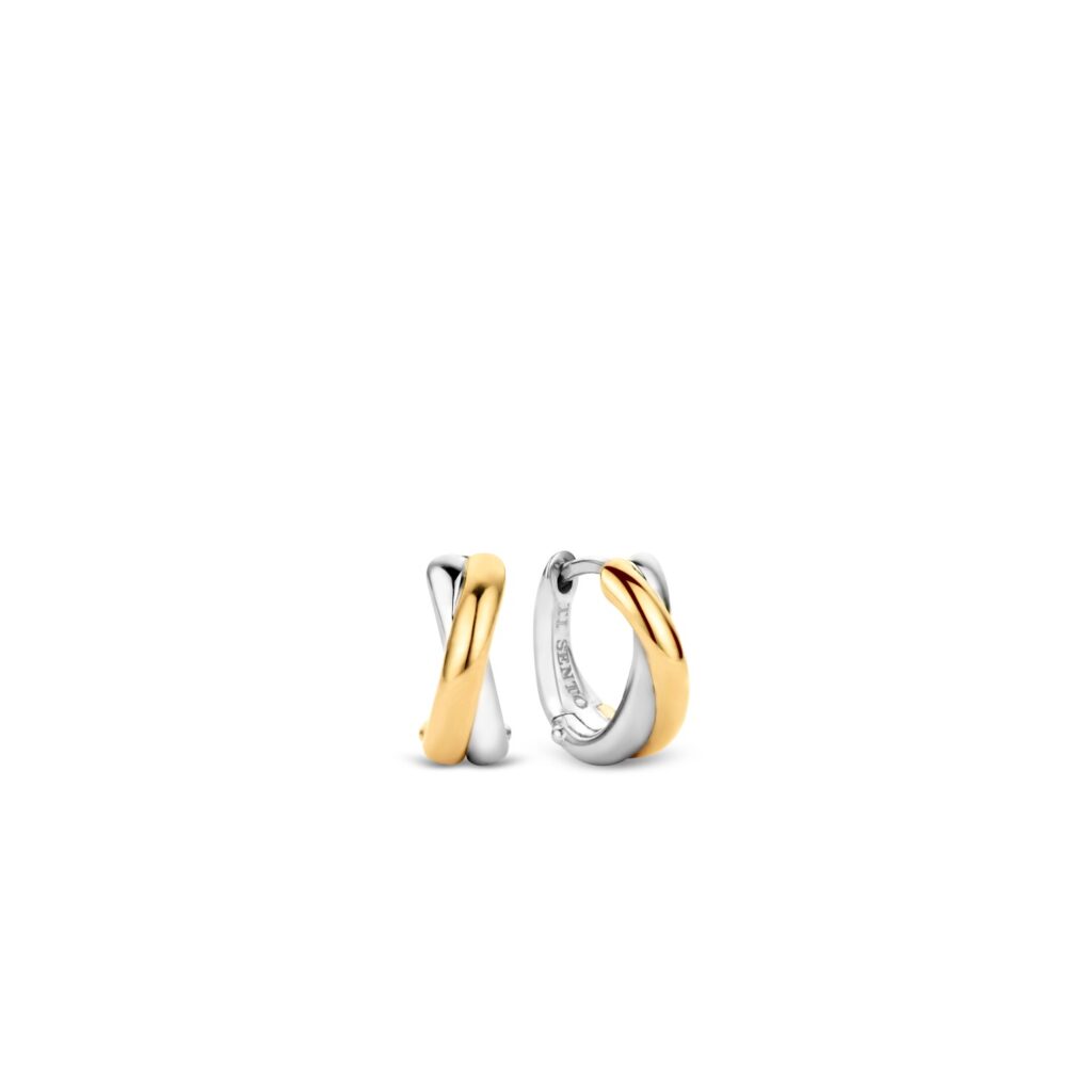 Ti Sento Two Tone Hinged Hoop Earrings