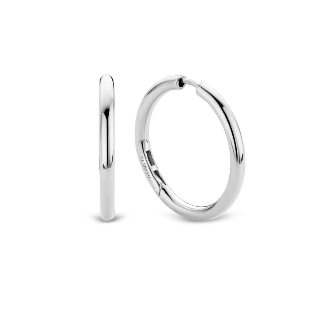 Ti Sento Large Hinged Silver Hoop Earrings