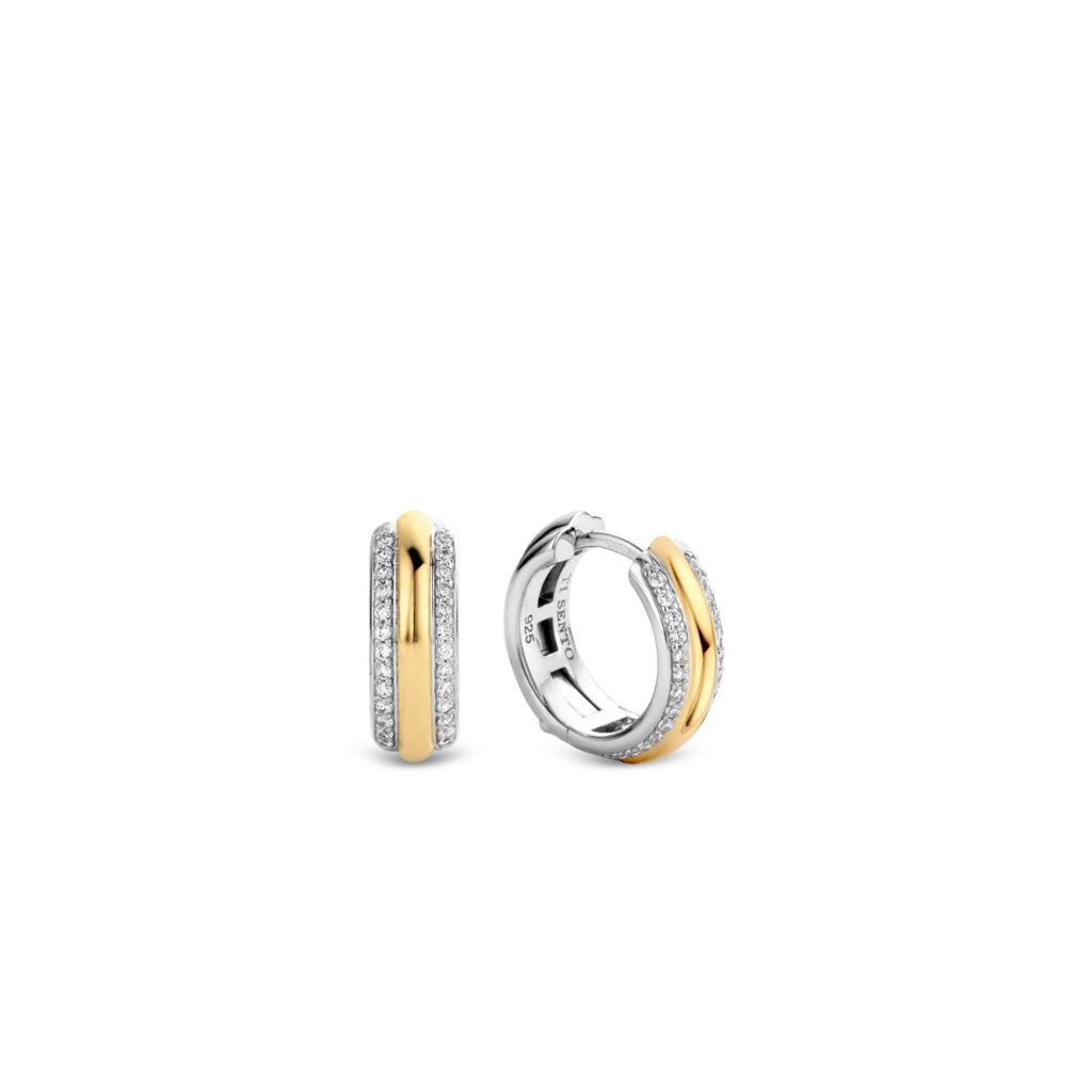 Ti Sento Hinged Hoop Earrings With Stone Edging