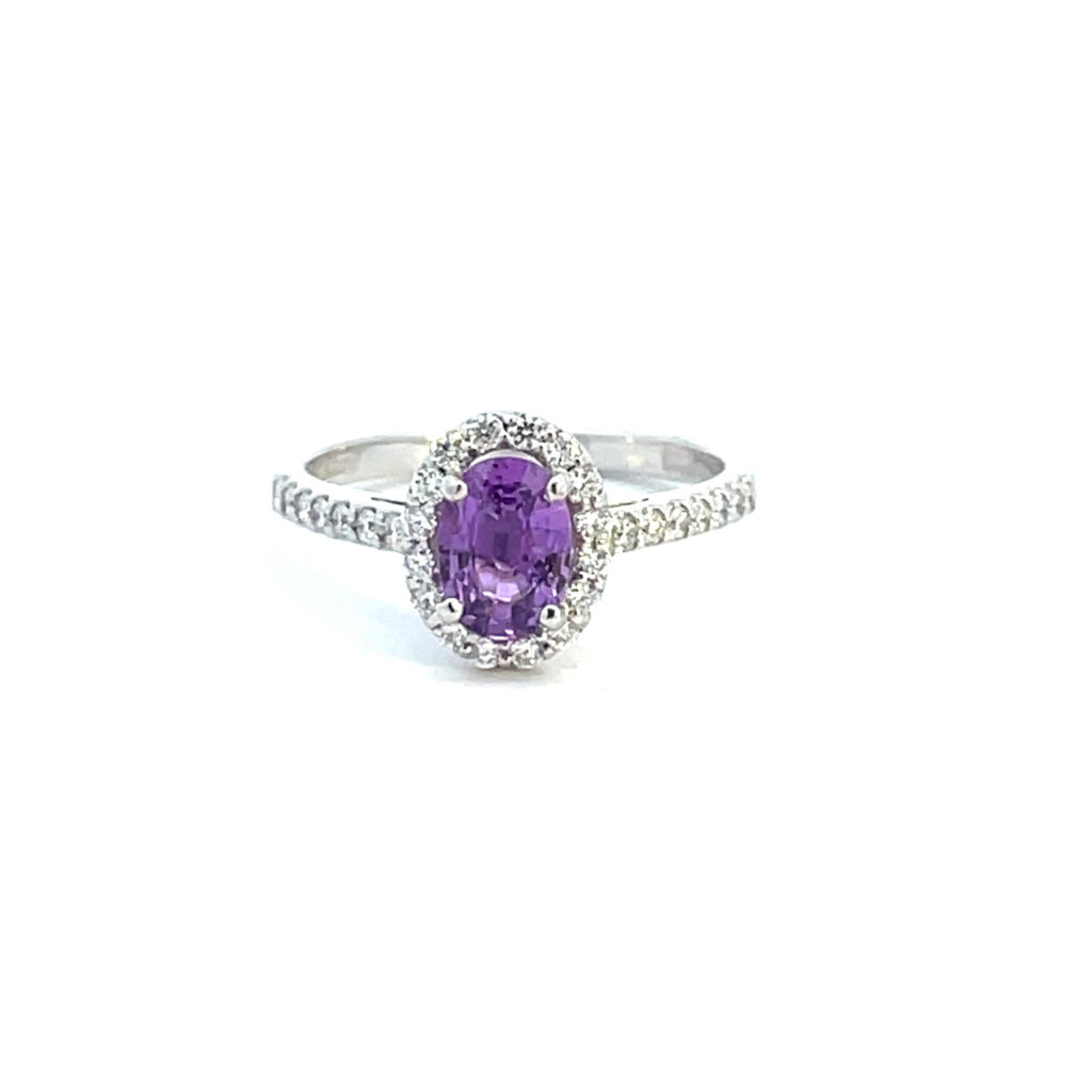 Purple Sapphire & Diamond Cluster Ring