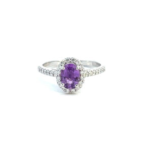 Purple Sapphire & Diamond Cluster Ring