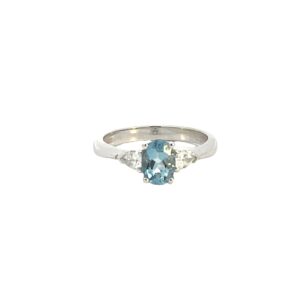 Aquamarine With Pear Shaped Diamonds