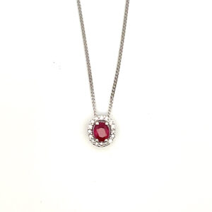 Oval Ruby & Diamond Pendant