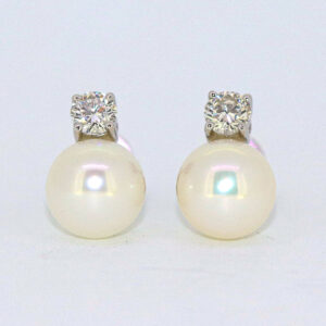 Akoya Cultured Pearl & Diamond Studs