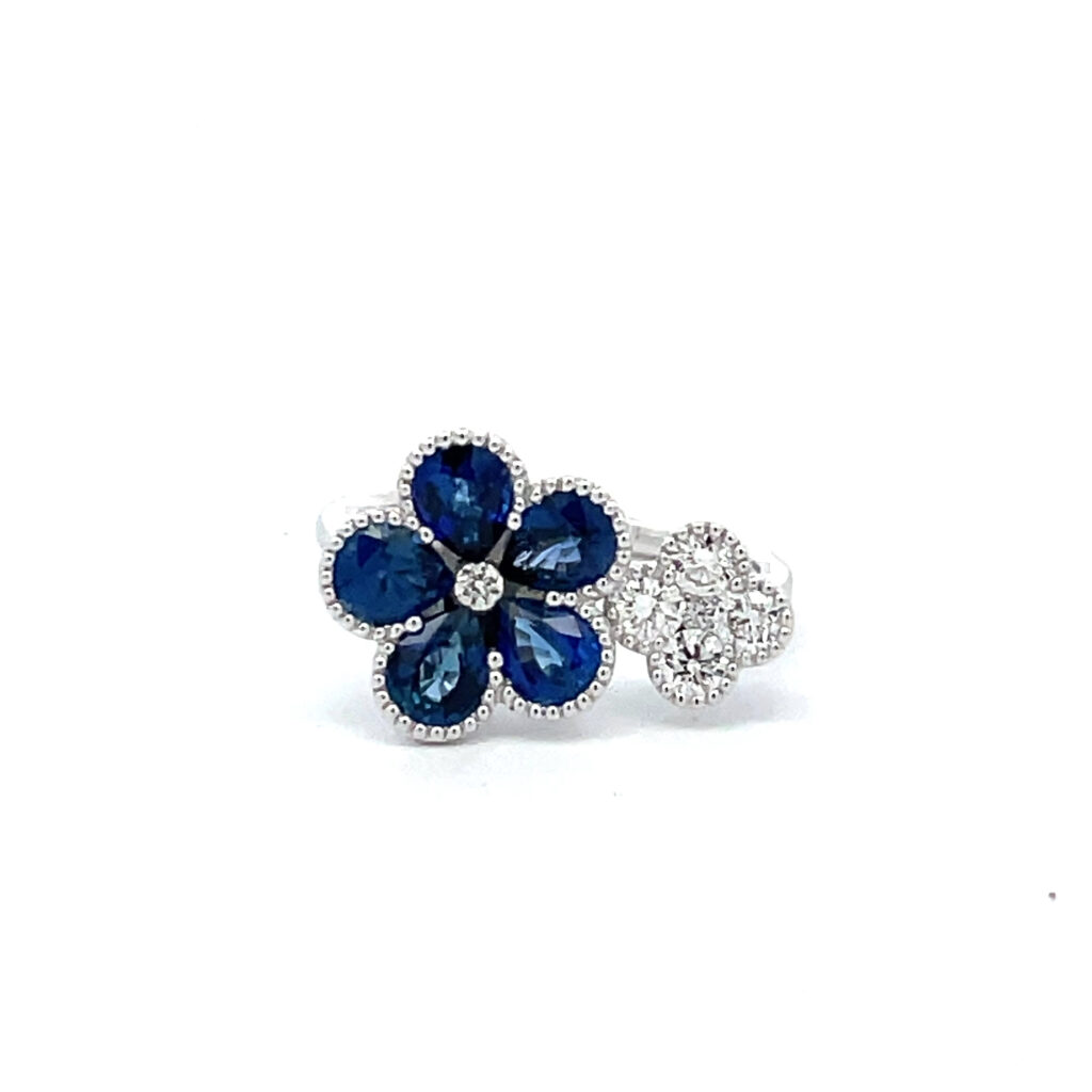 Blue Sapphire Petal Cluster Ring