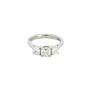 Cushion Shaped Diamond Trilogy Ring