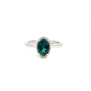 Blue Tourmaline Oval Cluster Ring