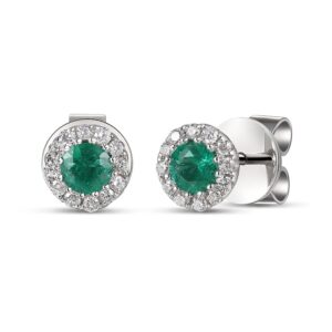 Emerald & Diamond Cluster Earrings