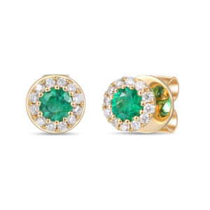 Emerald & Diamond Cluster Earrings