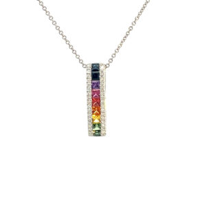 Rainbow Sapphire & Diamond Pendant