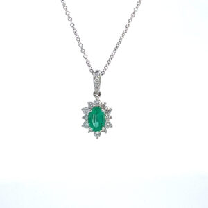 Emerald & Diamond Cluster Pendant