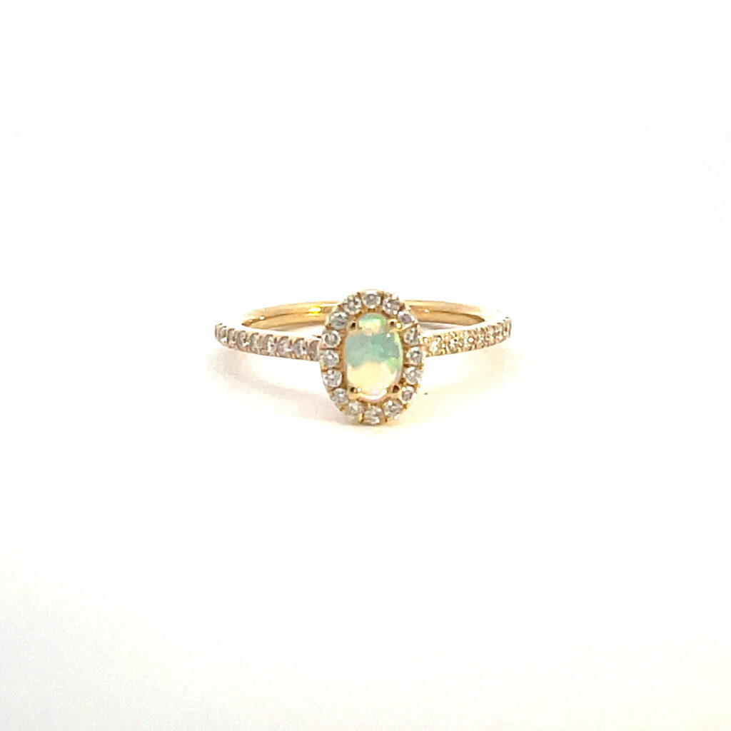 Opal & Diamond Cluster Ring