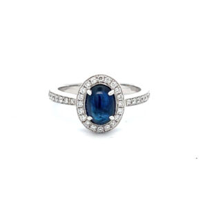 Cabochon Sapphire & Diamond Cluster