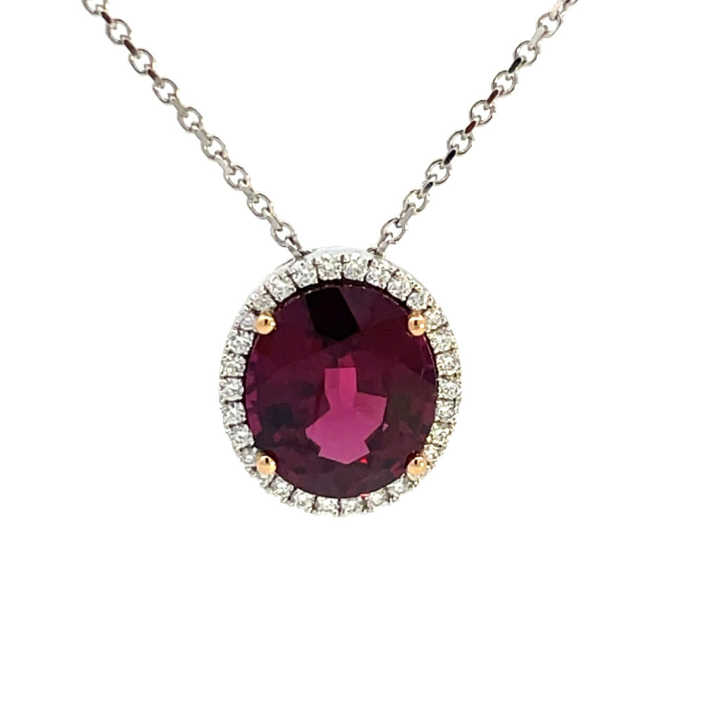 Rhodolite Garnet & Diamond Pendant