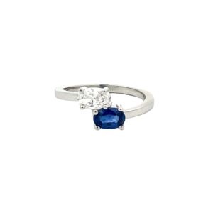 Sapphire & Diamond Crossover Ring