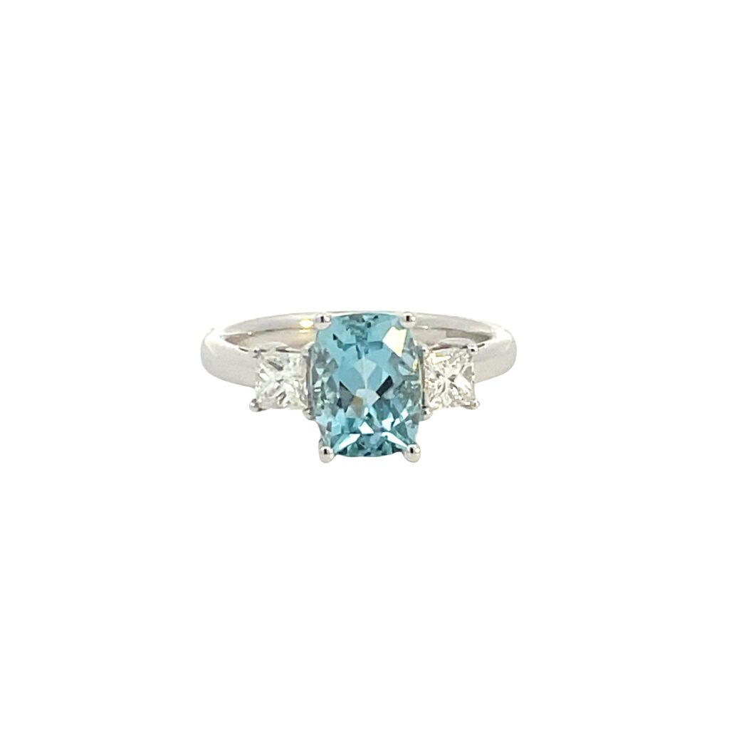 Aquamarine & Diamond Trilogy Ring