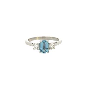 Aquamarine & Diamond Trilogy Ring