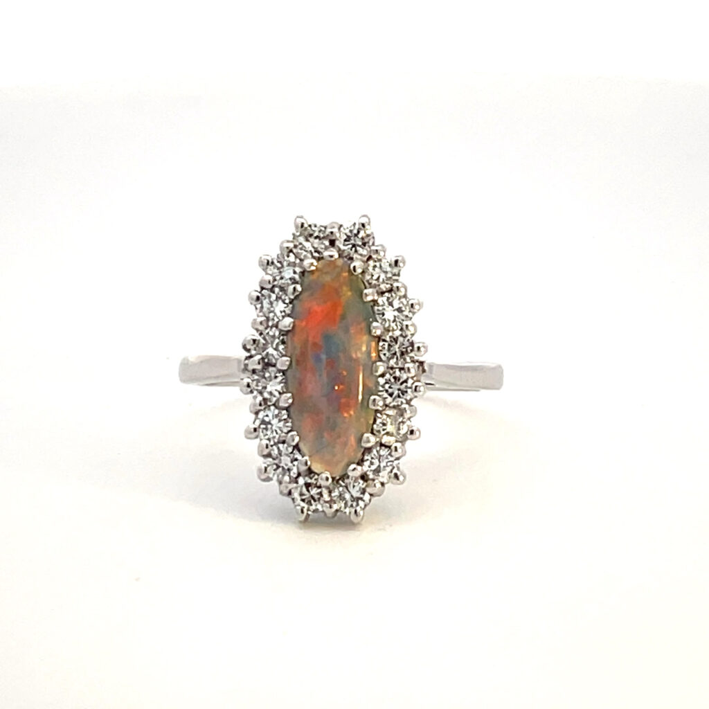 Black Opal & Diamond Ring
