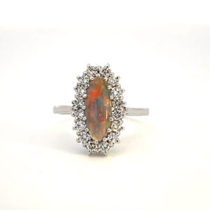 Black Opal & Diamond Ring
