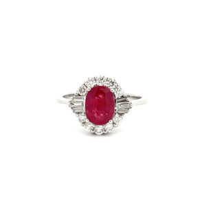 Oval Ruby & Diamond Cluster
