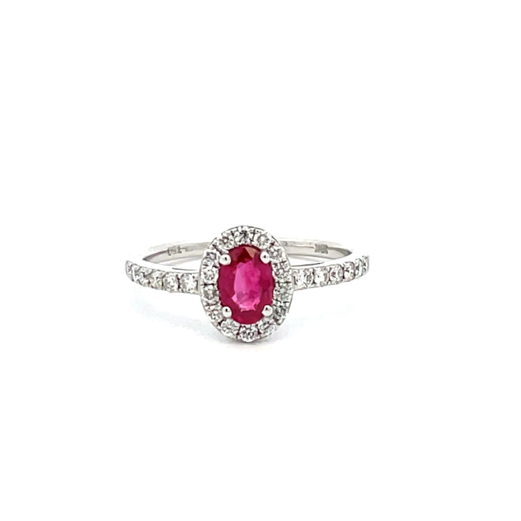 Oval Ruby & Diamond Cluster
