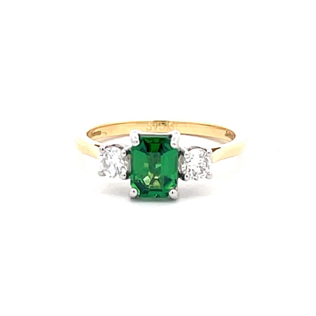 Tsavorite Garnet Trilogy Ring