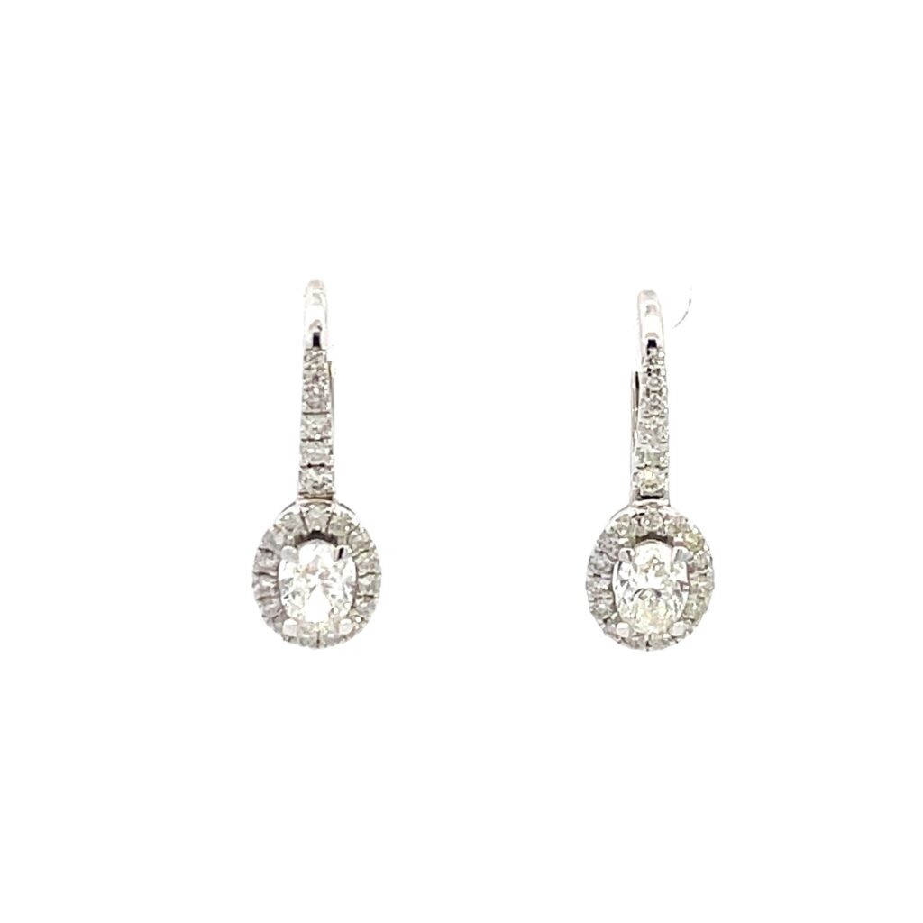 Oval Diamond Drop Earrings