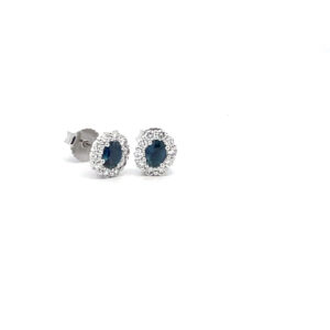 Oval Sapphire & Diamond Earrings