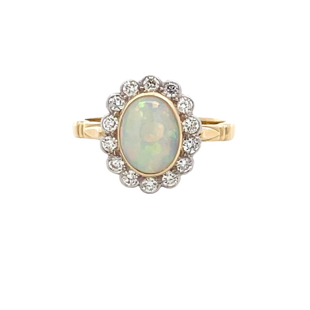 Opal & Diamond Cluster Ring