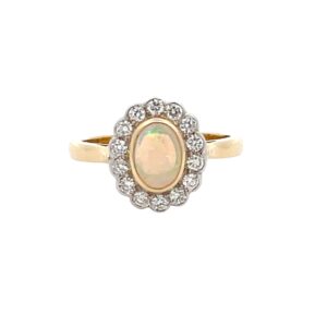 Opal & Diamond Cluster Ring