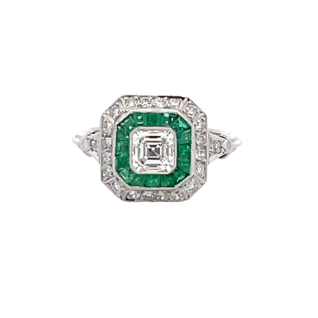 Diamond & Emerald 'Target' Ring