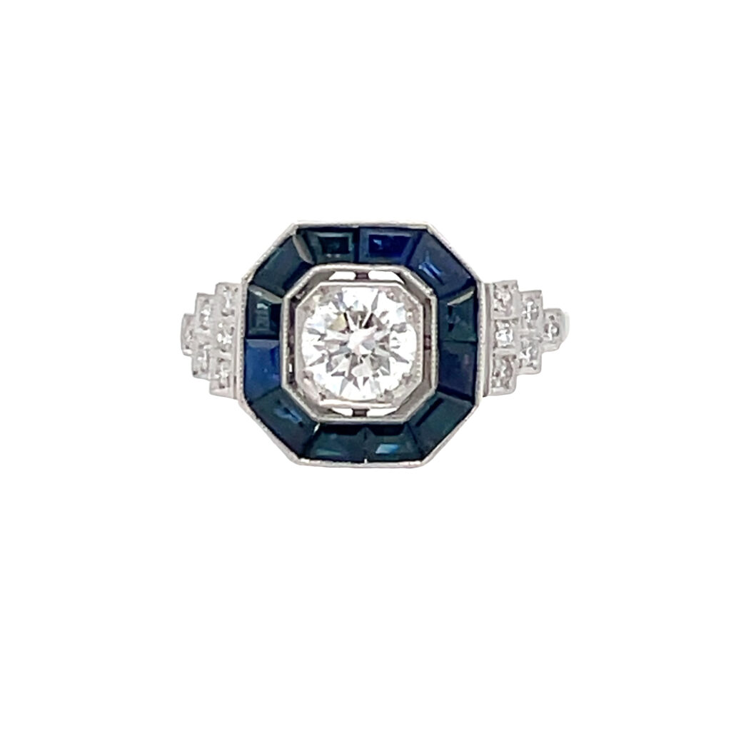 Diamond & Sapphire 'Target' Ring