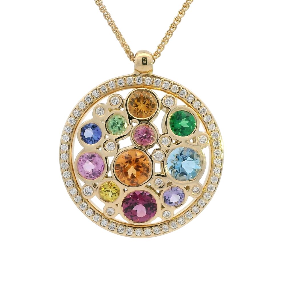 Rainbow Multi Gemstone 'Bubble' Pendant