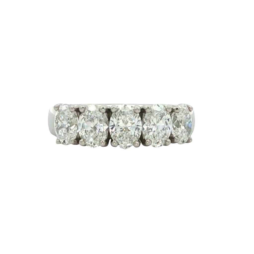 Oval Diamond Half Hoop Ring