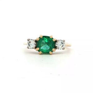 Emerald & Diamond Trilog Ring
