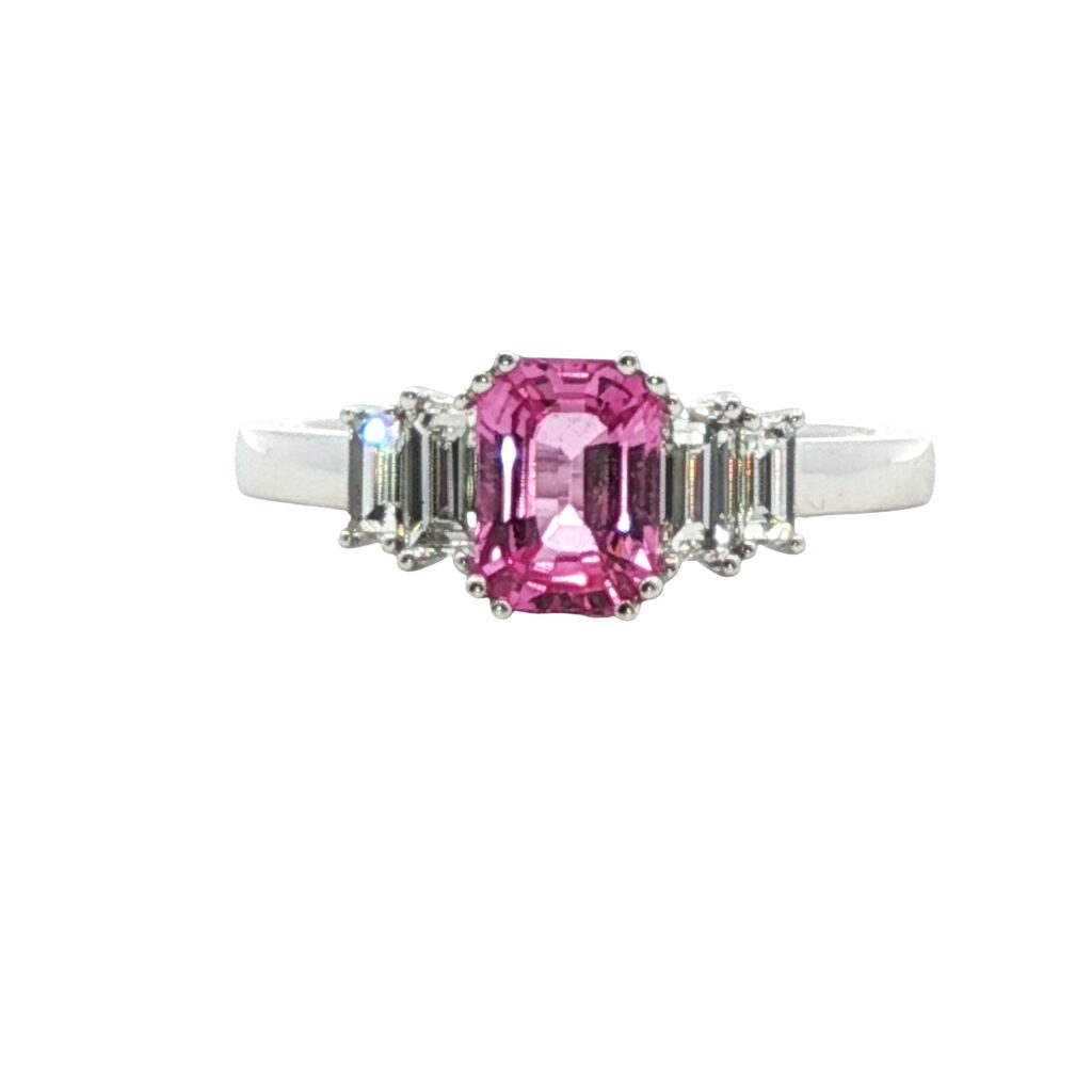 Pink Sapphire & Diamond Ring