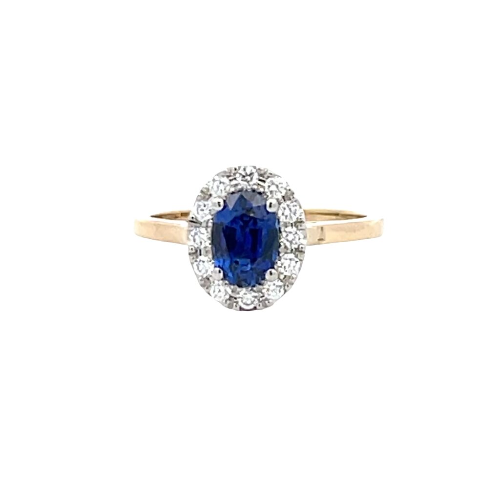Oval Sapphire & Diamond Cluster Ring