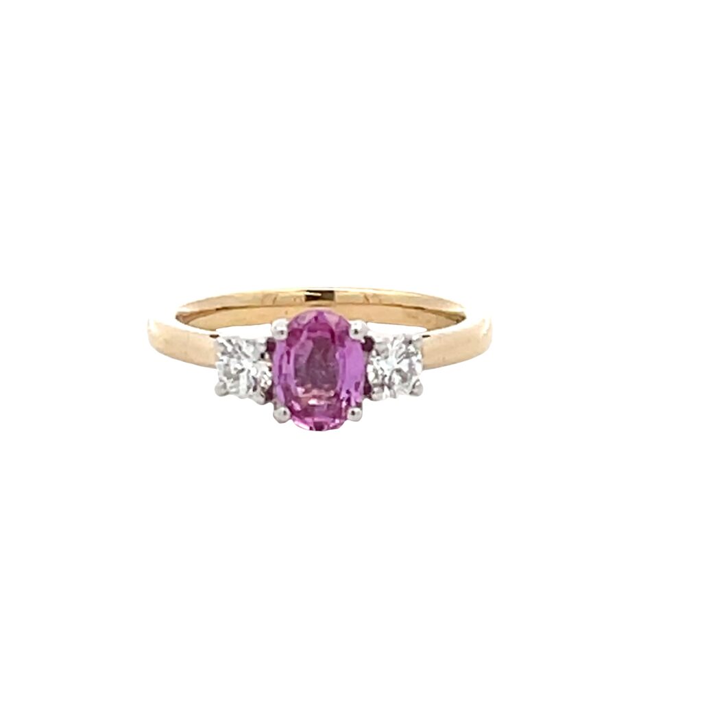 Pink Sapphire & Diamond Trilogy Ring