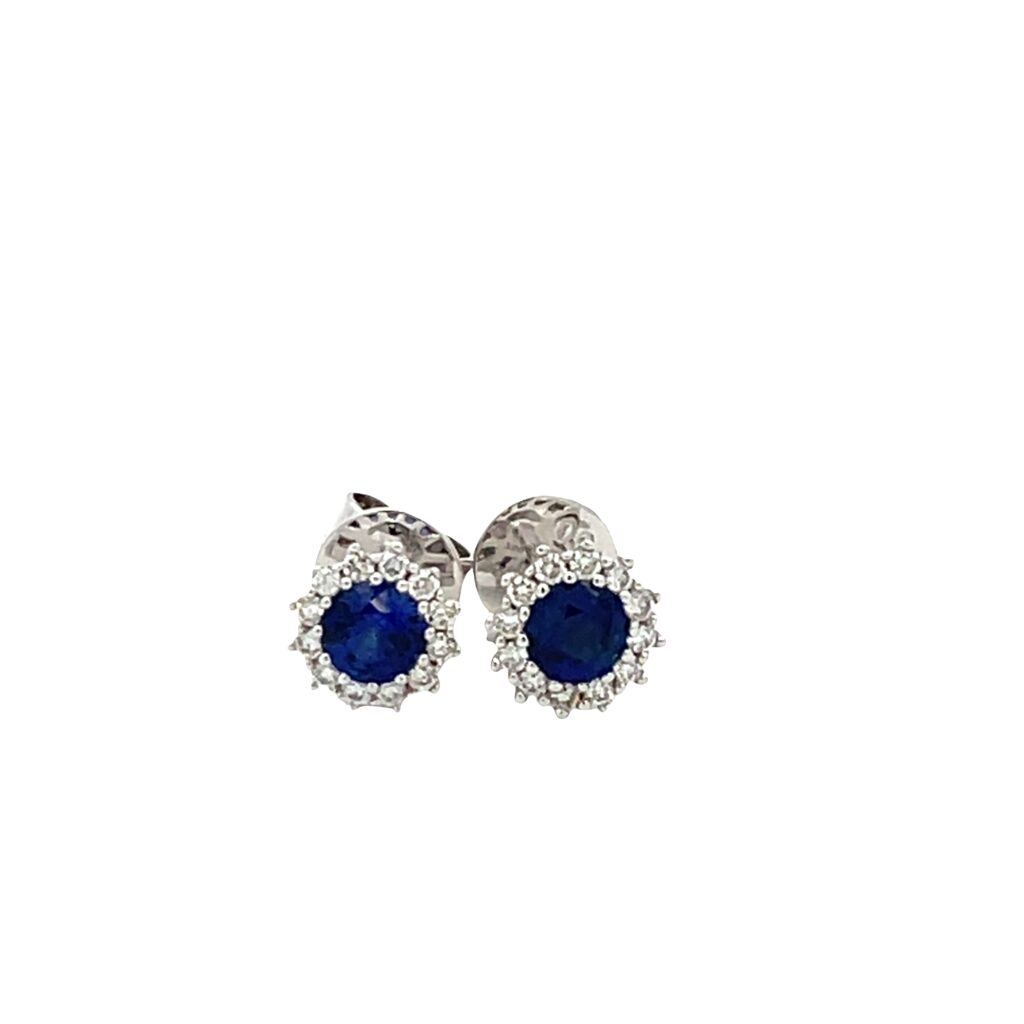 Sapphire & Diamond Cluster Ear Studs