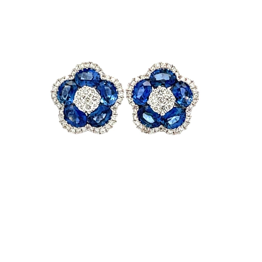 Sapphire & Diamond Cluster Earrings