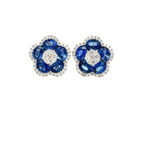 Sapphire & Diamond Cluster Earrings