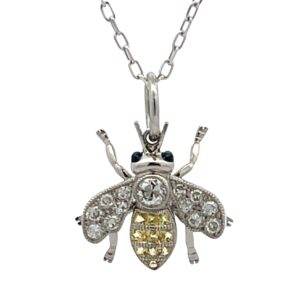 Platinum Diamond Bee Pendant
