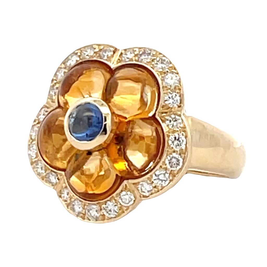 Citrine, Sapphire & Diamond Dress Ring
